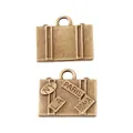 Vintage bronze alloy suitcase charms for DIY jewelry featuring city name engravings - Antique Bronze