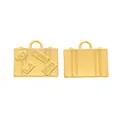 Vintage gold alloy suitcase charms with travel city labels for DIY jewelry and keychains - Gold