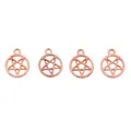 Dettaglio di quattro ciondoli a stella oro rosa con cerchi cavi per gioielli fai-da-te - Oro rosa