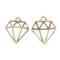Colgantes de aleación hueca con forma de diamante en bronce antiguo para joyería DIY - Bronce Antiguo