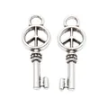Vintage antique silver alloy peace sign key pendants for DIY jewelry making - Antique Bronze