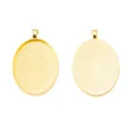 Golden oval alloy DIY jewelry setting for 30x40mm stones with non-slip textures - Gold