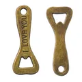 Vintage bronze alloy bottle opener pendants with I Love You engraving for DIY crafts - Antique Bronze