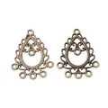 Retro bronze alloy waterdrop filigree charms with multi-loops for DIY jewelry making - Antique Bronze
