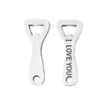 Set of two vintage silver alloy bottle openers with I LOVE YOU engraving and hanging holes - Antique Silver