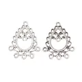 Vintage silver teardrop chandelier connectors with scrollwork for DIY jewelry making - Antique Silver