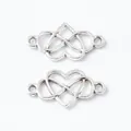 Vintage silver infinity heart charm connectors for DIY jewelry making and bracelets - Antique Silver