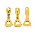 Three pieces of vintage gold alloy bottle openers featuring I LOVE YOU engraving - Antique Gold