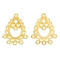 Golden teardrop alloy pendant connectors with filigree details for DIY jewelry making - Gold