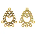 Macro detail of antique gold teardrop hollow alloy pendant connectors for jewelry making - Antique Gold