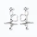 Vintage alloy stethoscope heart charms with electrocardiogram pattern for DIY jewelry - Antique Silver