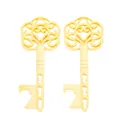 Set of two vintage gold skeleton key bottle openers with ornate retro patterns - Gold