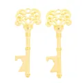 Set of two vintage-style gold alloy key-shaped bottle openers with ornate patterns - Gold