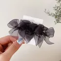 Pince à cheveux élégante avec nœud en tulle noir multicouche pour femmes stylées - Noir