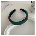 British style plaid headband with red and green wool checkered pattern for women - Plaid Headband / Green