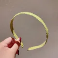 Narrow fabric pleated headband in bright fluorescent lime green for girls - Turmeric