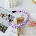 Diadema plisada de tela vichy morada y blanca para mujer con extremos negros - Púrpura