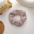 Knitted waffle texture scrunchie in soft lotus pink color with elastic design - Gray