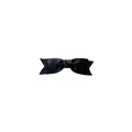 Elegant black satin bow hair clip with a smooth glossy silk finish and swallowtail design - Black