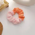 Pink and orange waffle knit scrunchie with a stylish two-tone color block design - Orange And Pink