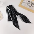 French style organza silk twilly scarf with black and white artistic letter prints - Black Background Alphabet Stickers