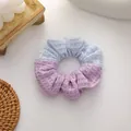 Light blue and purple waffle knit scrunchie with a soft color block texture - Blue + Purple