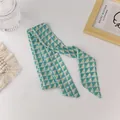 French style organza scarf with green and yellow geometric triangle pattern - Green 1