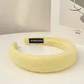 Handmade light yellow mesh padded headband with soft sponge and minimalist textured finish - Yellow Plaid