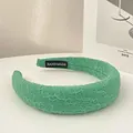 Padded mint green mesh headband with bubble texture and handmade label - Green Plaid