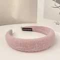 Light pink seersucker padded headband with delicate floral texture and handmade label - Pink Purple Plaid