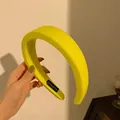 Handmade bright yellow sponge padded headband with premium smooth satin finish - Bright Yellow