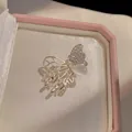 Elegant silver butterfly hair claw clip with cat eye stone and sparkling crystals - Hollow Butterfly Style