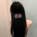 Handmade purple fabric camellia hair clip with organza flowers for women hair styling - Purple