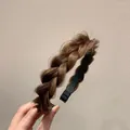 Light brown fishtail braid headband made of high-quality synthetic hair for women - Tan