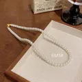 Elegante collar de perlas estilo francés 6mm con un cierre de bola de metal dorado - Perla de 6mm (X1399)