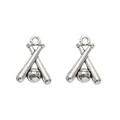 Antique silver baseball and crossed bats alloy charms for DIY jewelry and sports pendants - Antique Silver
