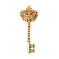 Vintage gold alloy crown key pendant with spiral stem for DIY jewelry making and crafts - Antique Gold