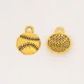 Detail of vintage baseball alloy charms in gold finish for DIY jewelry crafts - Antique Gold