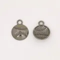 Detail view of double-sided baseball pendant charms in vintage silver finish for DIY - Gun Black
