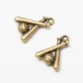 Vintage bronze baseball and bats pendants for DIY jewelry and sports accessories - Antique Bronze