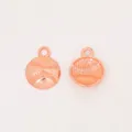 Detail of rose gold baseball charm showing textured stitch patterns and mesh back for DIY crafts - Rose Gold