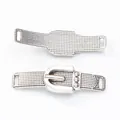 Retro antique silver belt buckle alloy charm connector for DIY jewelry and bag design - Antique Silver