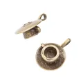 Vintage bronze miniature tea cup pendant pair with antique relief patterns for DIY jewelry - Antique Bronze