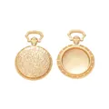 Pair of 19mm vintage gold alloy locket pendants with intricate embossed floral patterns - Watch Case Structure Style / KC Gold