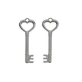 Set van twee vintage zilveren hartvormige sleutelhangers van legering voor sieraden - Gunmetal