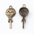Retro bronze lollipop pendant with POP lettering and vintage metal texture for DIY jewelry - Antique Bronze
