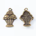 Vintage bronze alloy ice cream cupcake pendants for DIY jewelry making accessories - Antique Bronze