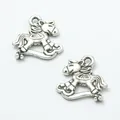 Antique silver rocking horse alloy charms for DIY jewelry making and craft projects - Antique Silver