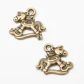 Vintage bronze alloy rocking horse charms for DIY jewelry making and pendants - Antique Bronze