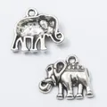 Vintage silver alloy elephant pendant charms for DIY jewelry making accessories - Antique Silver